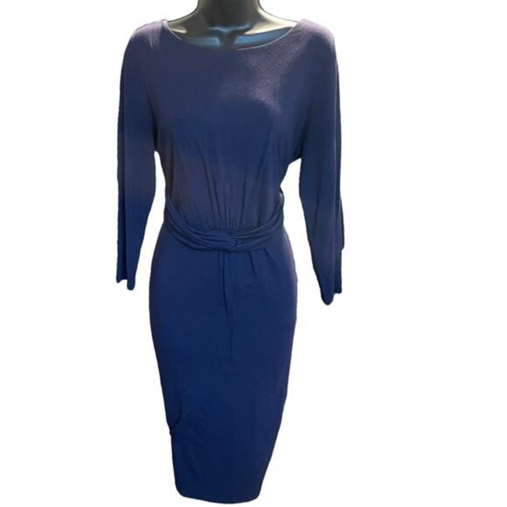 Boden Navy Blue Ruched Waist Midi Dress Sz 12